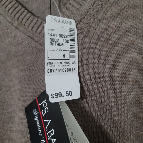 Jos. A. Bank Sweater M Brown Pima Cotton V-Neck Pullover Grandpa Academia Preppy - Picture 4 of 6